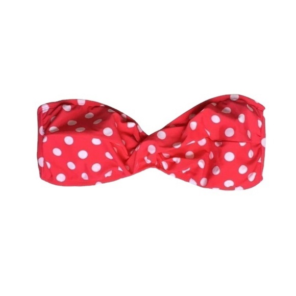 Mossimo bright pink polka dot twist strapless bandeau bikini top size medium - Picture 1 of 6